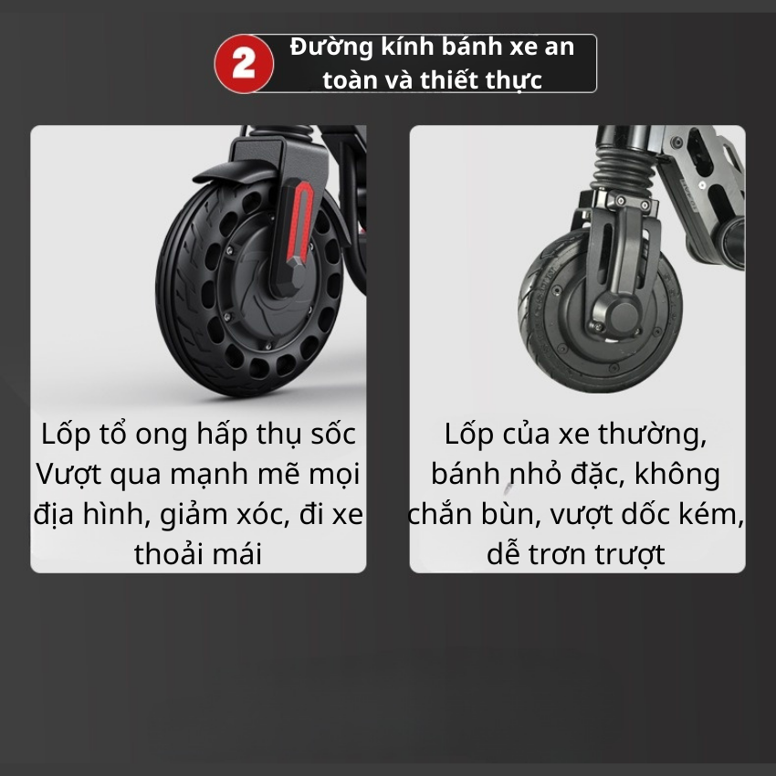 Xe scooter điện gấp gọn, pin trâu, sạc nhanh , phanh điện tử, lốp đặc tổ ong tăng ma sát, giảm sóc nâng cấp