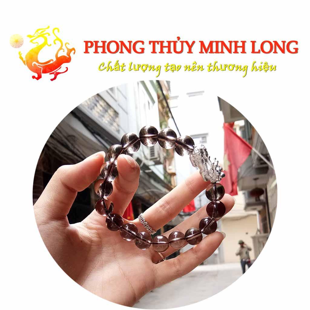 Vòng tay đá. Thach Anh Khói mix tỳ hưu bằng Bạc