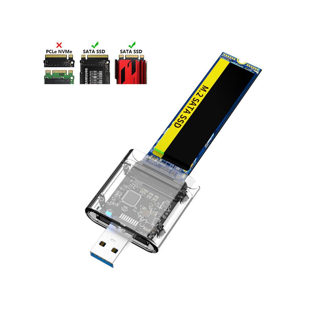Hộp đựng ổ cứng USB3.0 Gen1 SATA SSD di động M.2 NGFF Hỗ trợ SATA B-KEY M.2 SSD - Trong suốt