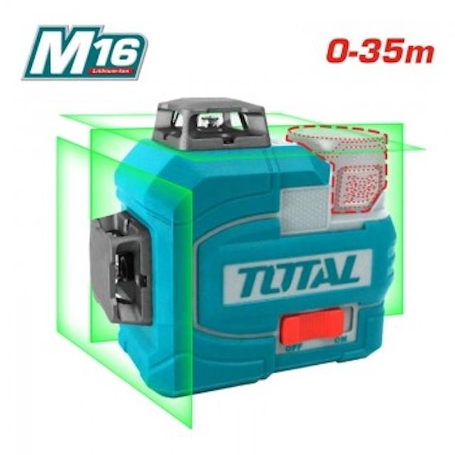 MÁY ĐO MỨC CÂN BẰNG TIA LASER XANH 3D DÙNG PIN 16V TOTAL TLL301201 - HÀNG CHÍNH HÃNG