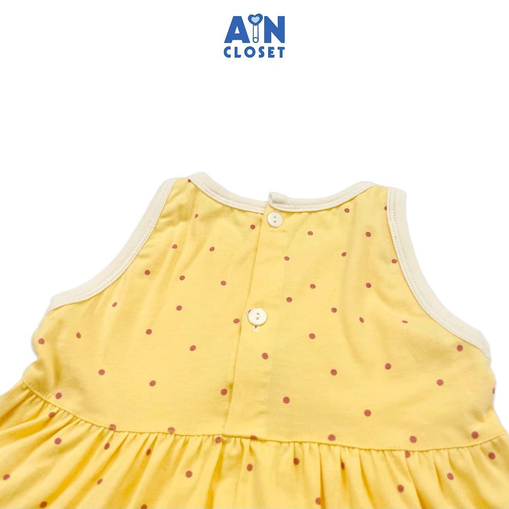 Đầm bé gái họa tiết Bi nhí vàng thun cotton - AICDBGF8URFV - AIN Closet