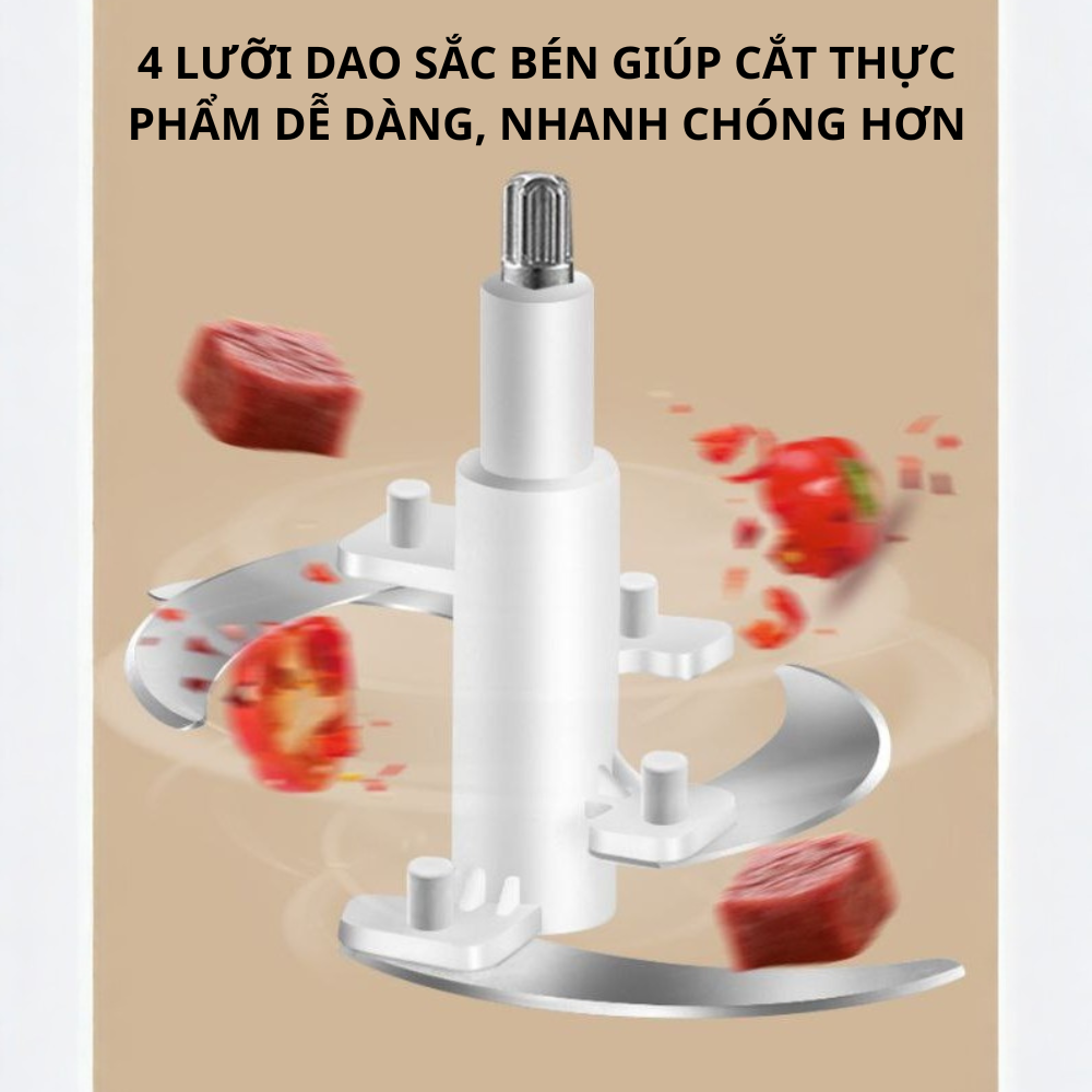 Máy xay thịt đa năng cối INOX304 Lumabella B-5002 công suất cao 500W, dung tích 2L, 4 lưỡi đa năng xay nhuyễn thịt cá nhanh chóng - DELIYA - HÀNG CHÍNH HÃNG