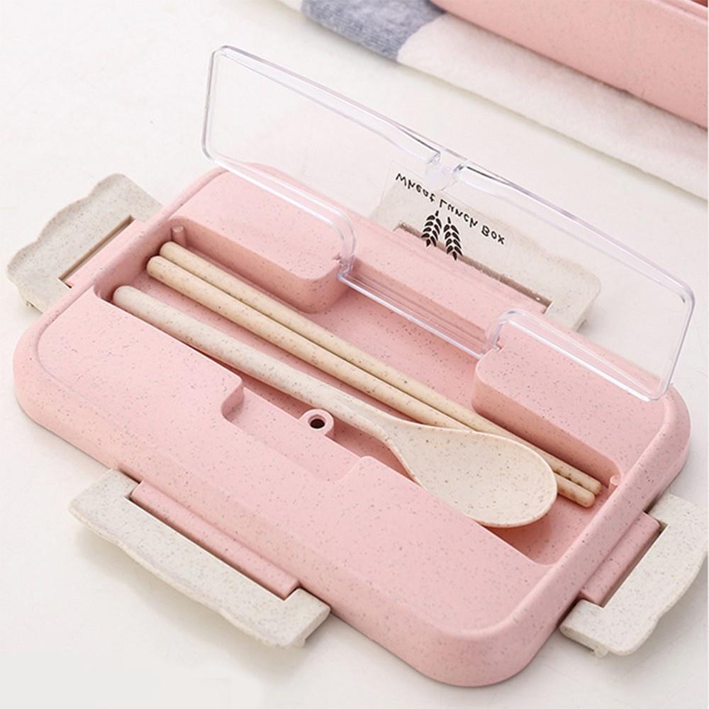 Hộp Đựng Cơm Giữ Nhiệt Lúa Mạch Chia 3 Ngăn PANTONE - Tặng Kèm Đũa Thìa Tiện Lợi Cho Dân Văn Phòng