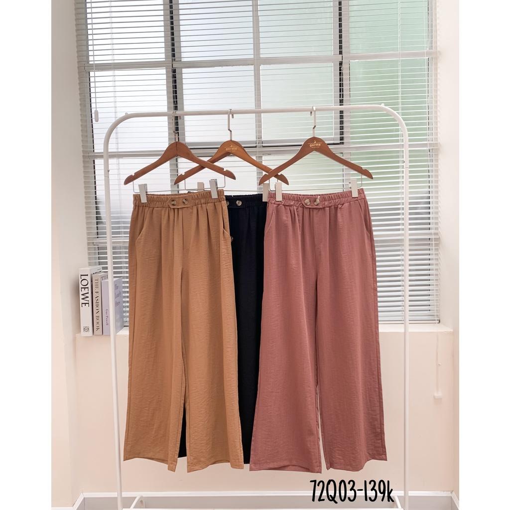 Quần suông đũi culottes nữ chun bụng 2 khuy 72q03 by germe