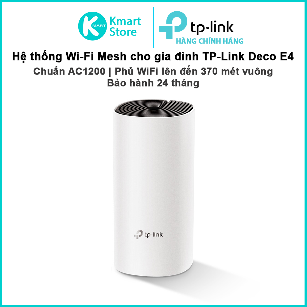 Bộ Phát Wifi Mesh Băng Tần Kép TP-Link Deco E4 AC1200 MU-MIMO (3-pack) - Hàng Chính Hãng