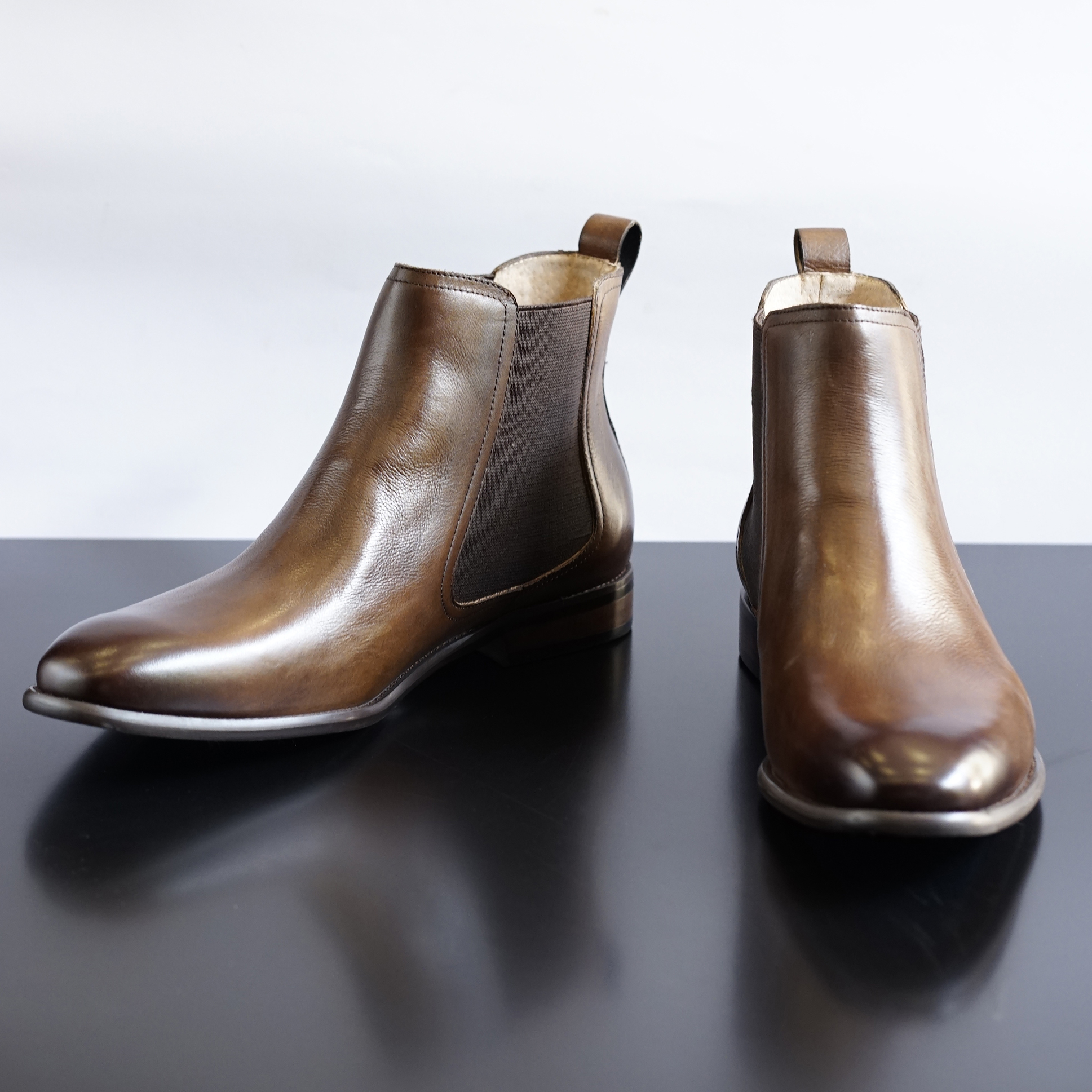 Giày Da Nam Chelsea Boot BK Da Thật Đánh Màu Patina Olive