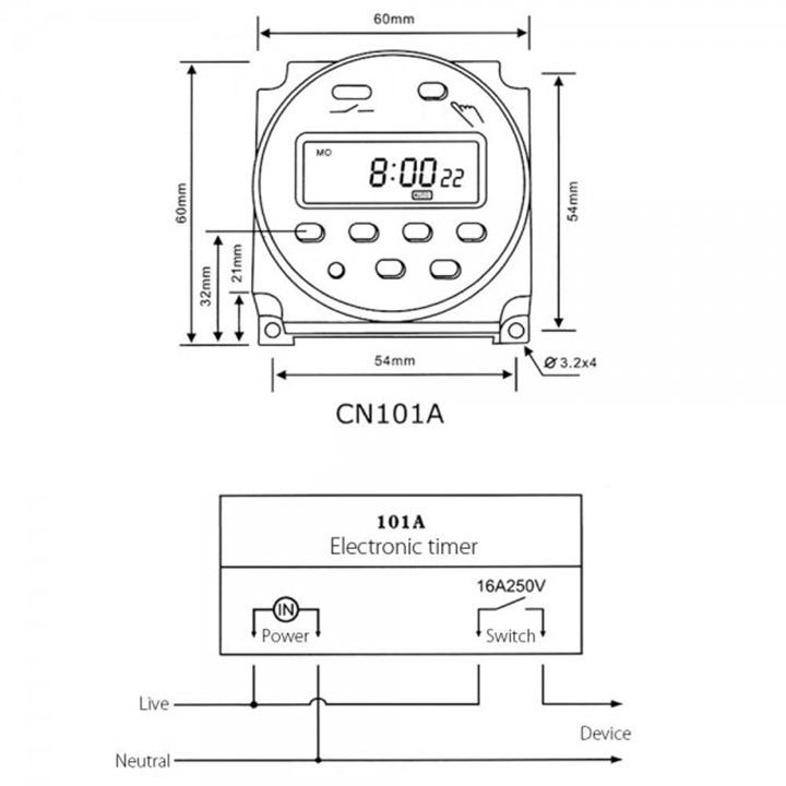 Công tắc hẹn giờ lập trình điện tử CN101A 220V