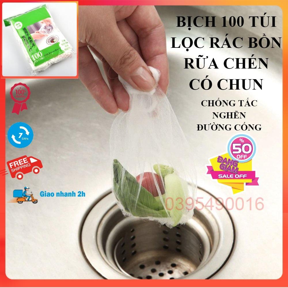 Bịch 100 Túi Lọc Rác Bồn Rửa Chén Bát Thông Minh Tiện Dụng