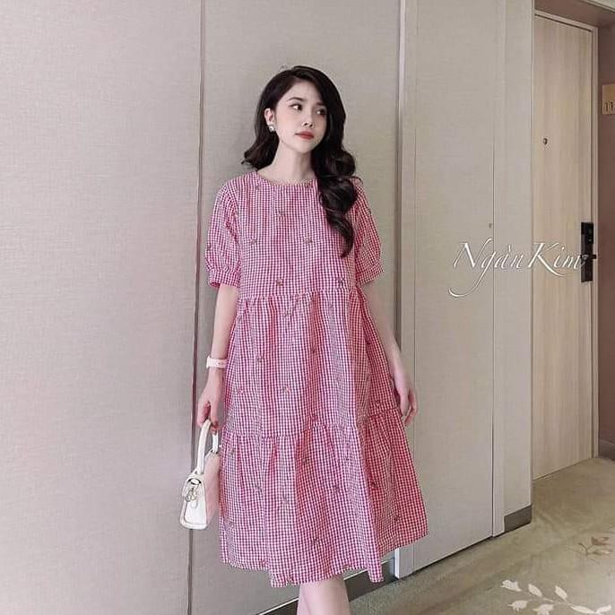 Váy bầu kẻ cao cấpthiết kế sang chảnh mặc đi làm đi chơi đều được