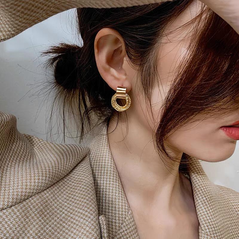 Bông Tai Tròn Nhiều Lớp Hàn Quốc Bạc S925 Sang Chảnh Mainia Shop