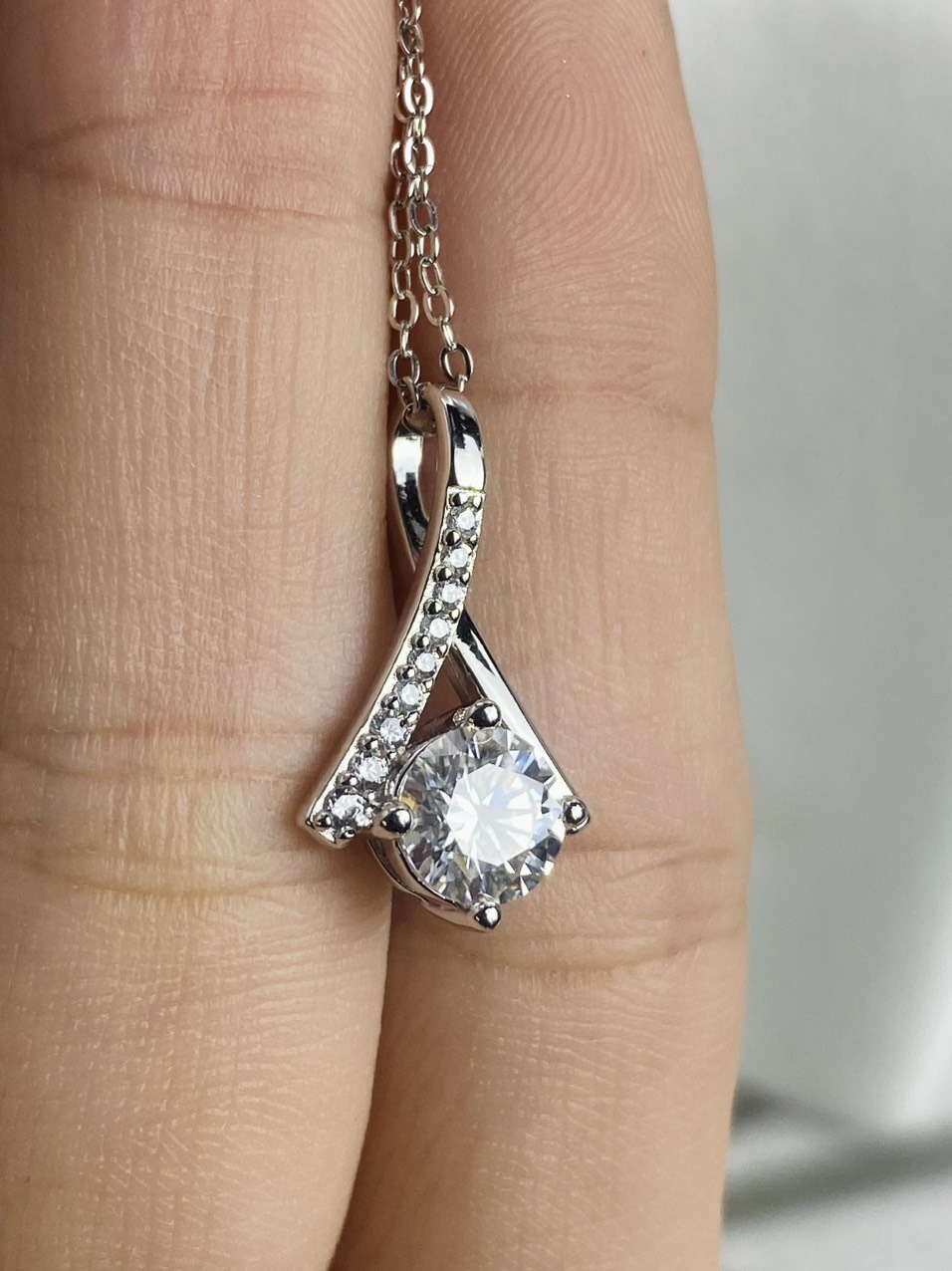 Dây Dây cổ Bạc 925 xi Kim viên chủ Kim Cương nhân tạo Moissanite hạt 1.0 carat