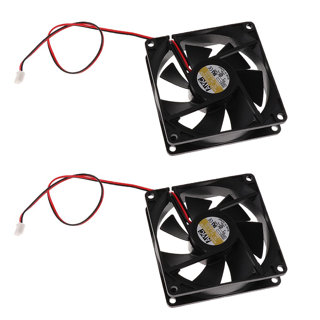 2Pack 80mm Case Fan 12V DC PC CPU Computer Cooling Fan 2Wire 2Pin 8025
