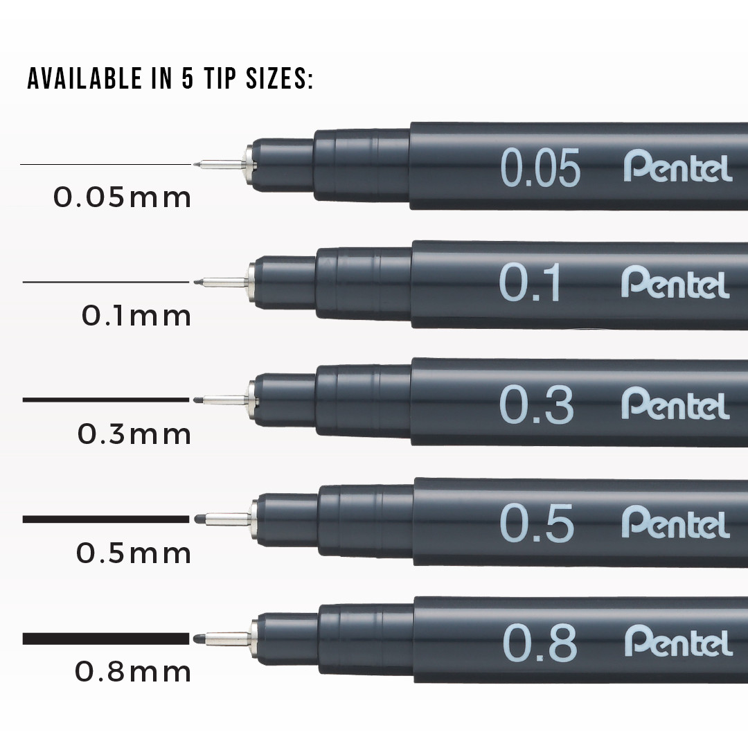 Bút Fineliner đi nét Pentel Pointliner Water &amp; Fade Resistant - 0.5mm - Màu đen (Black)