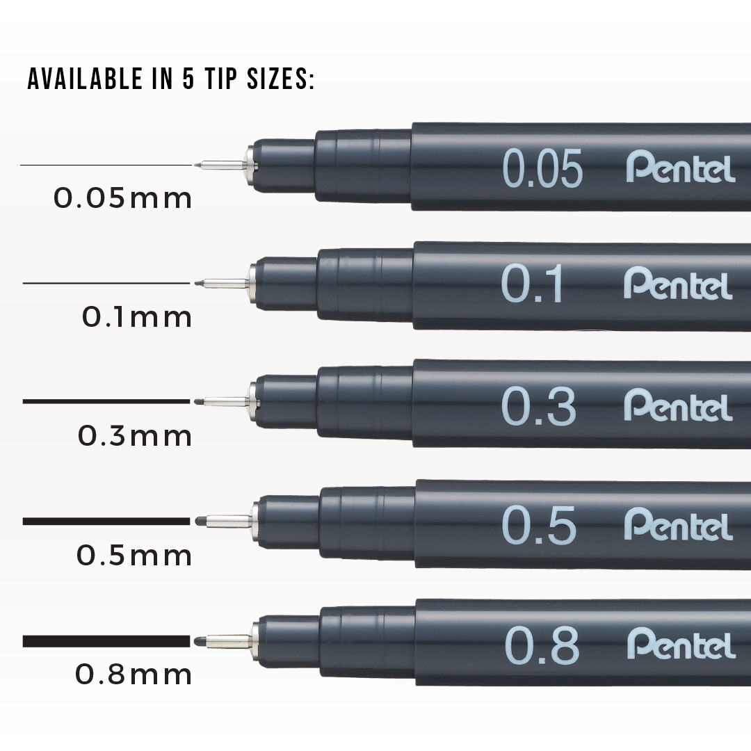 Bút Fineliner đi nét Pentel Pointliner Water & Fade Resistant - 0.3mm - Màu đen
