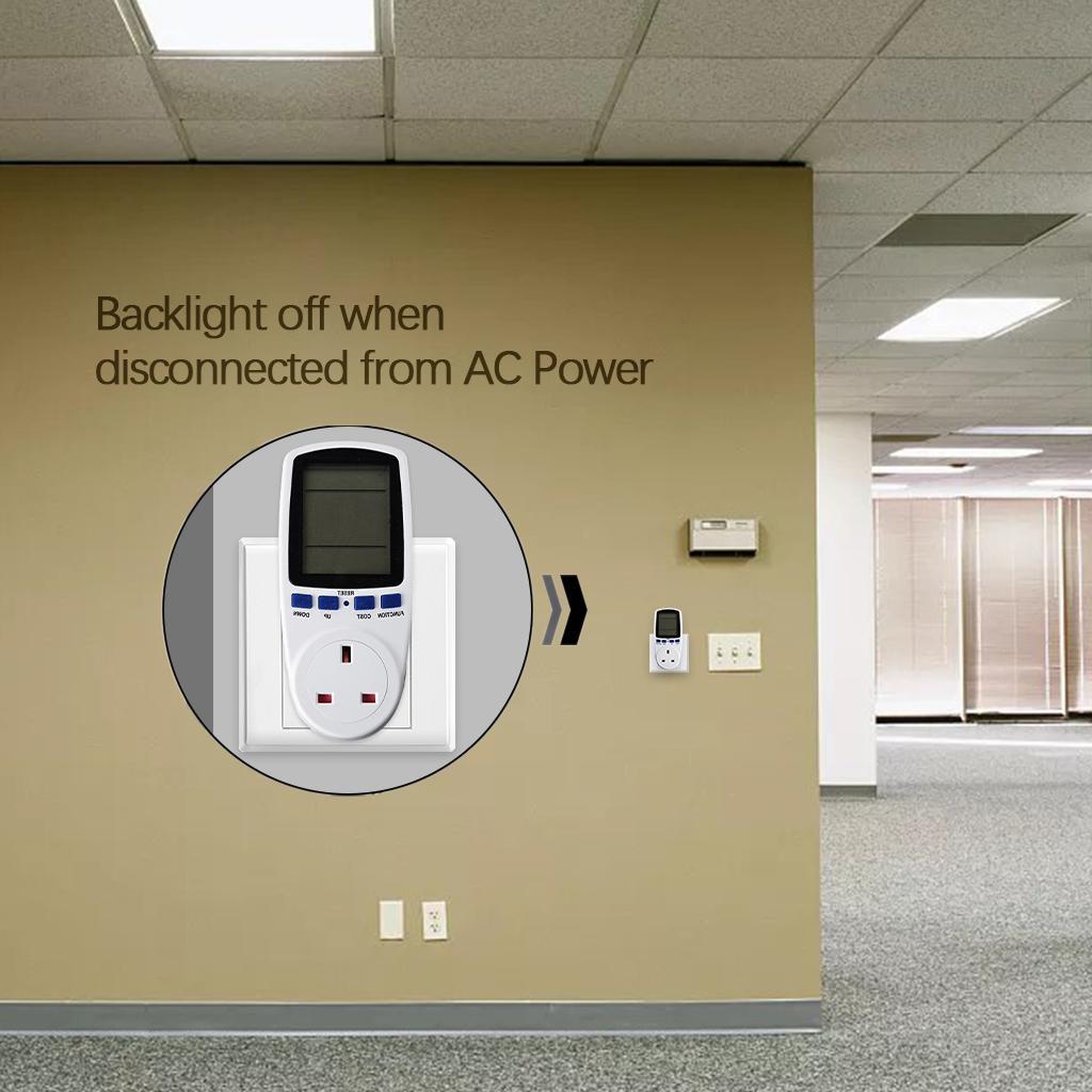 Electricity Power Meter with Large Display Screen Electricity Analyzer Plug Socket Electrical Energy Monitor