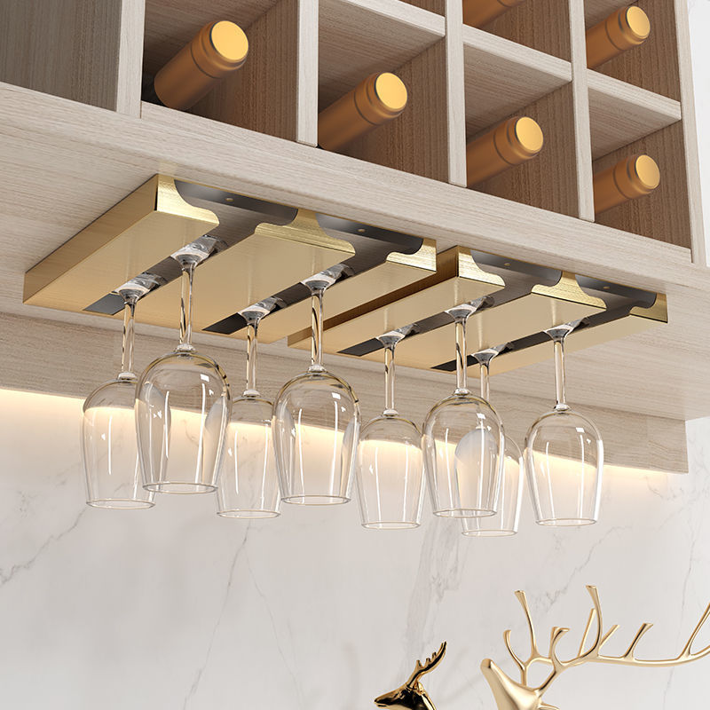 Giá Treo Ly Rượu Quầy Bar 4-8 Ly Mạ Vàng Kim Loại Cao Cấp - Hàng Nhập Khẩu