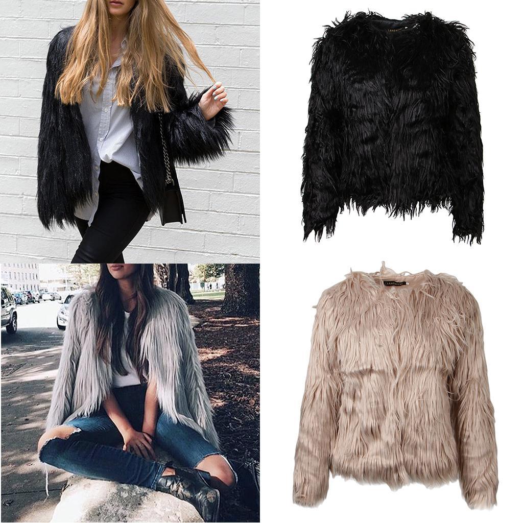 Womens Winter Warm Faux Fur Short Coat Jacket Parka Outerwear Tops