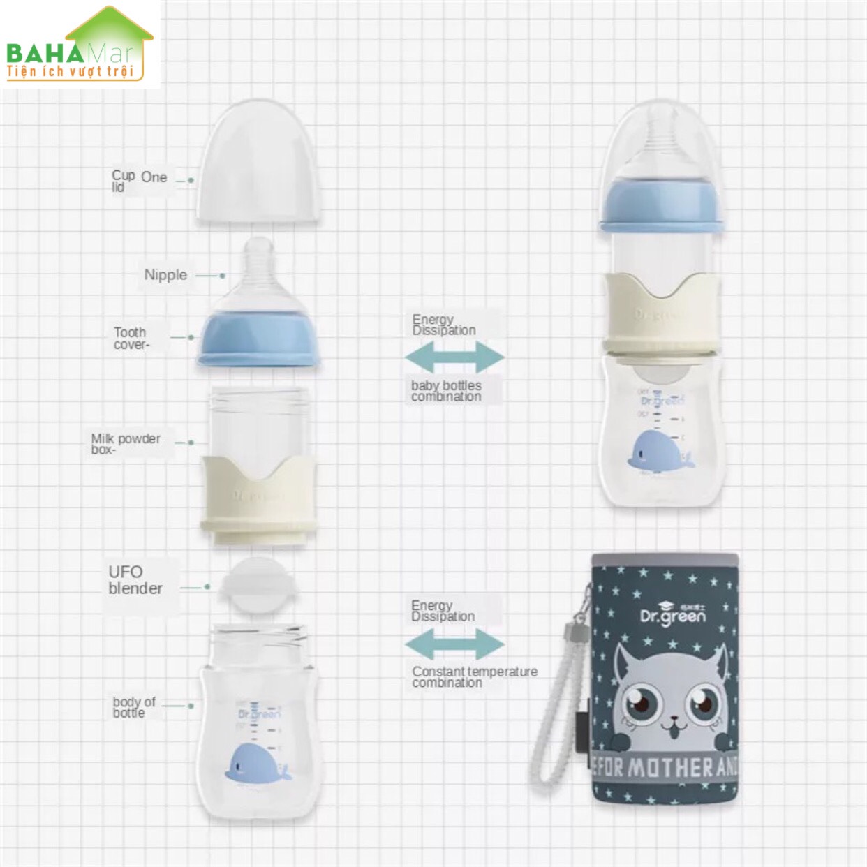 BÌNH SỮA KÈM Ủ TỰ ĐỘNG PHA NHANH "BAHAMAR" Có ngăn chứa sữa riêng biệt, khi cần ấn nhả để lắc pha nhanh trong tích tắc. Có thể điều chỉnh nhiệt độ , có thể hâm sữa, nhiệt độ không đổi.