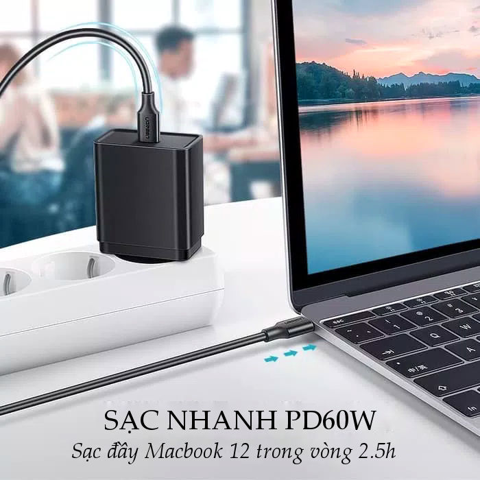 Dây sạc nhanh 2 cổng USB Type C, dài 0.5-2m hãng UGREEN US286- Hàng chính hãng