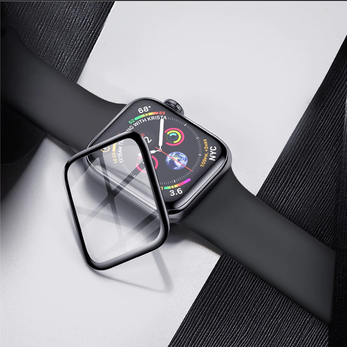 Miếng dán kính cường lực 3D full keo màn hình cho Apple Watch 42mm (siêu mỏng 0.3mm, độ cứng 9H, ôm sát viền bảo vệ máy) - Hàng nhập khẩu