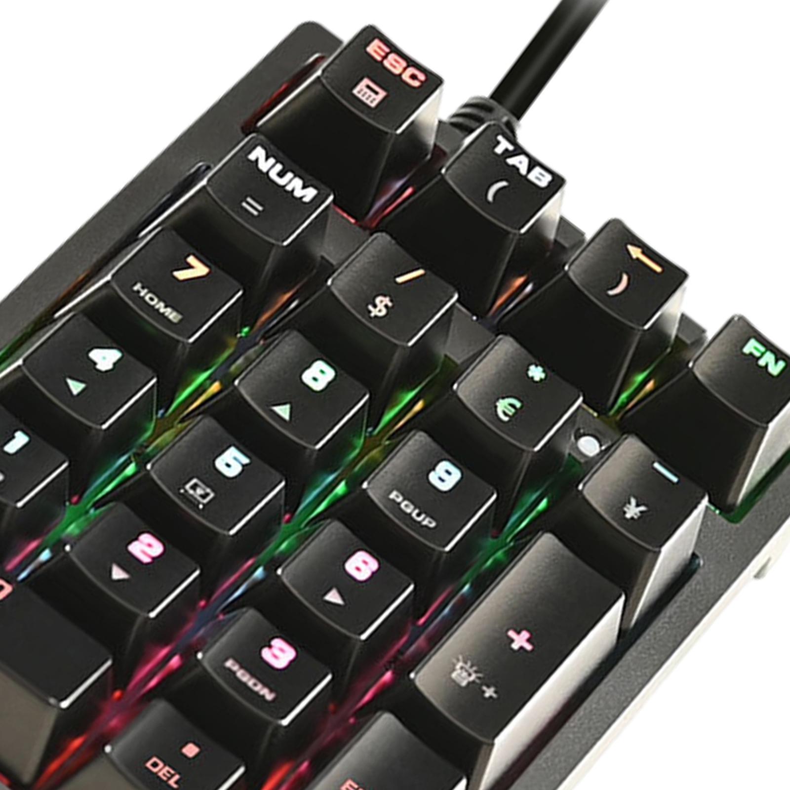 Compact K21 Mini Mechanical Numeric Keypad, 21 Keys, Plug and Play Blue Switch RGB USB Wired Numpad for Tablets Gamer PS Designers Notebook