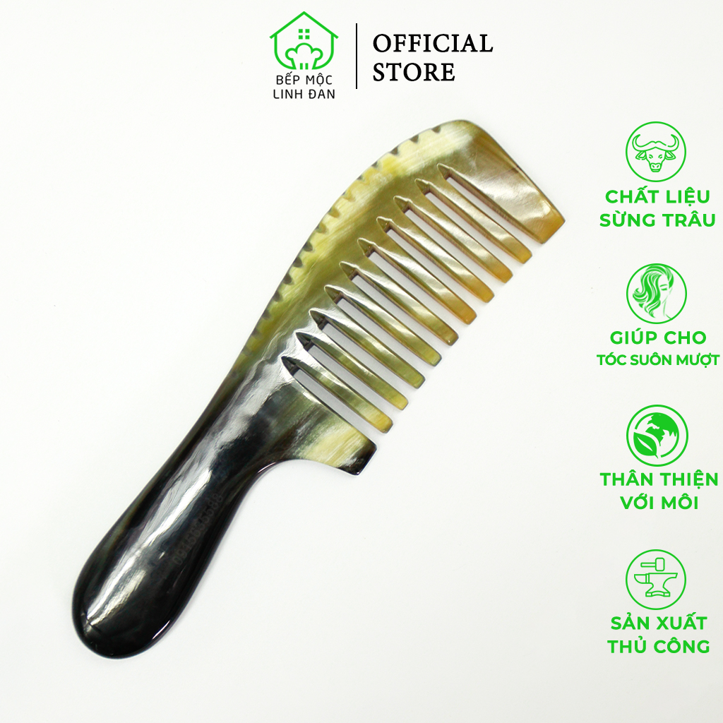 Lược Sừng Răng Thưa Massage Đầu/ Chải Tóc Xoăn Xù Rối