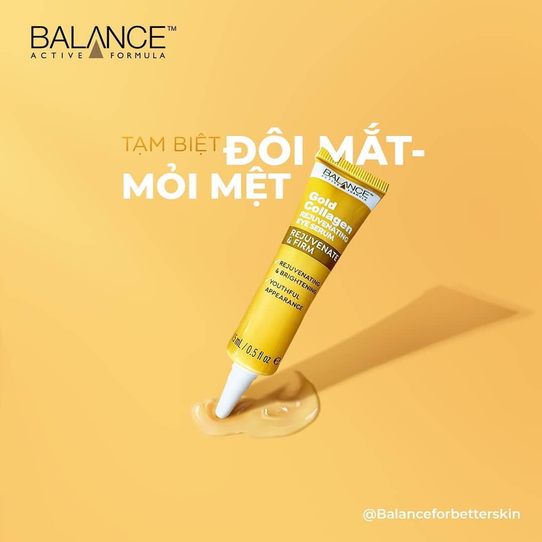 Kem Dưỡng Mắt Balance Giúp Giảm Thâm Và Tái Tạo Da Mắt Active Formula Gold Collagen Rejuvenating Eye 15ml + Tặng Kèm Bông Tẩy Trang 50 Miếng