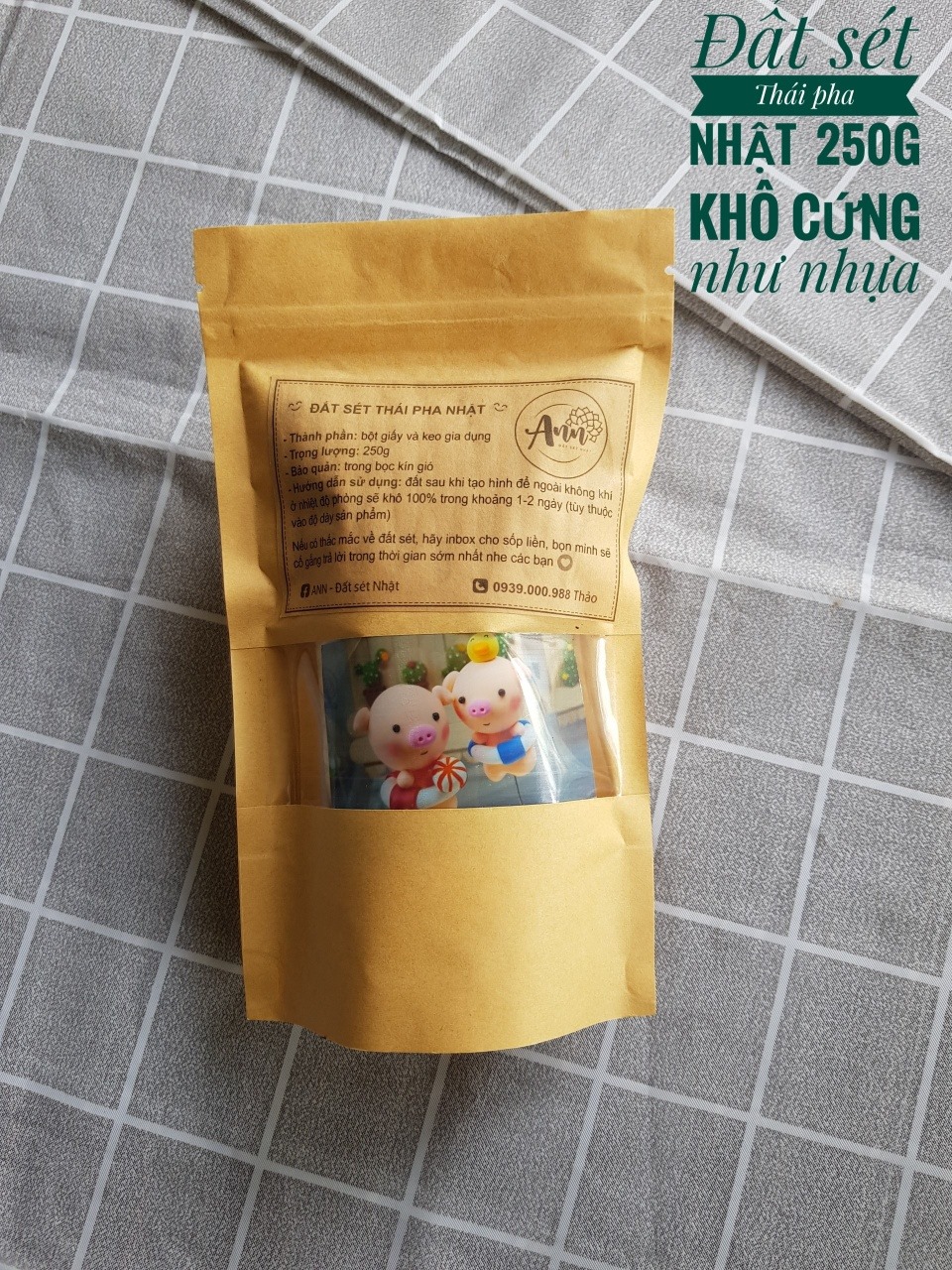 Đất sét thái pha nhật tự khô an toàn cho trẻ nhỏ, 250 gram dùng để nặn tượng, nặn hoa đất sét.