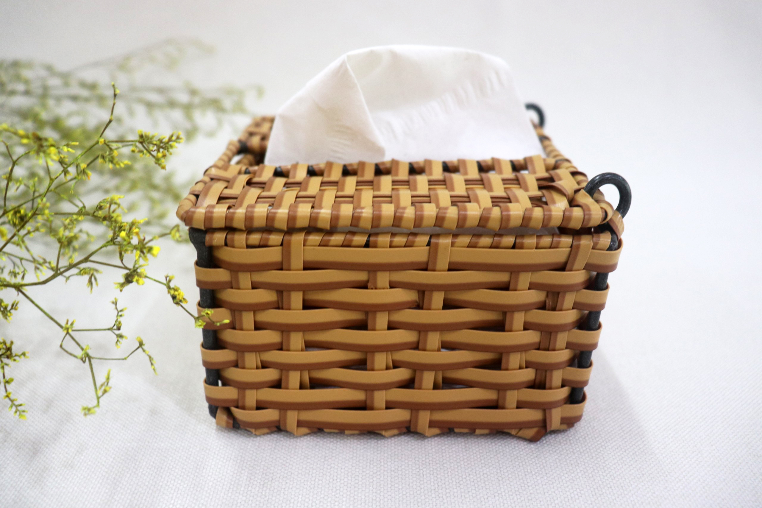 Hộp đựng khăn giấy, hộp đựng giấy bằng nhựa giả mây, D13x13cm