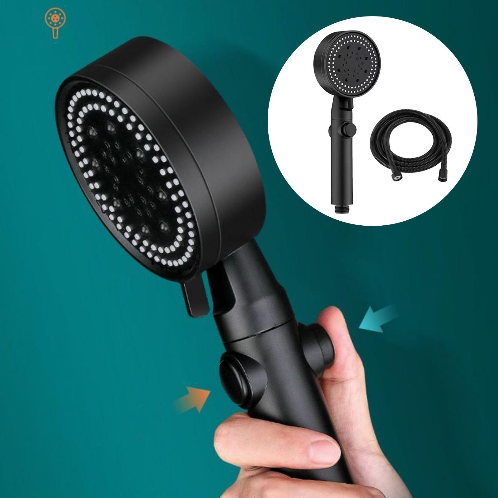 Round Shower Sprayer, High Pressure Adjustable Black for Bathroom Bath Water Outlet