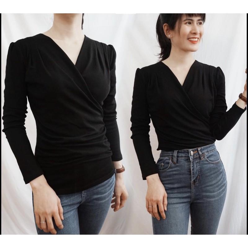 F1016 ÁO THUN TAY DÀI TÀ ĐẮP CHÉO