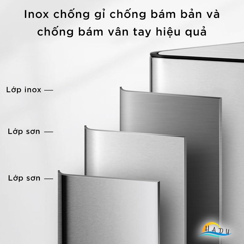 Thùng Đựng Rác Nhà Vệ Sinh Nhà Bếp Có Nắp Cao Cấp Inox 9 Lít Khử Mùi Than Hoạt Tính Chống Bụi Bẩn CCKO