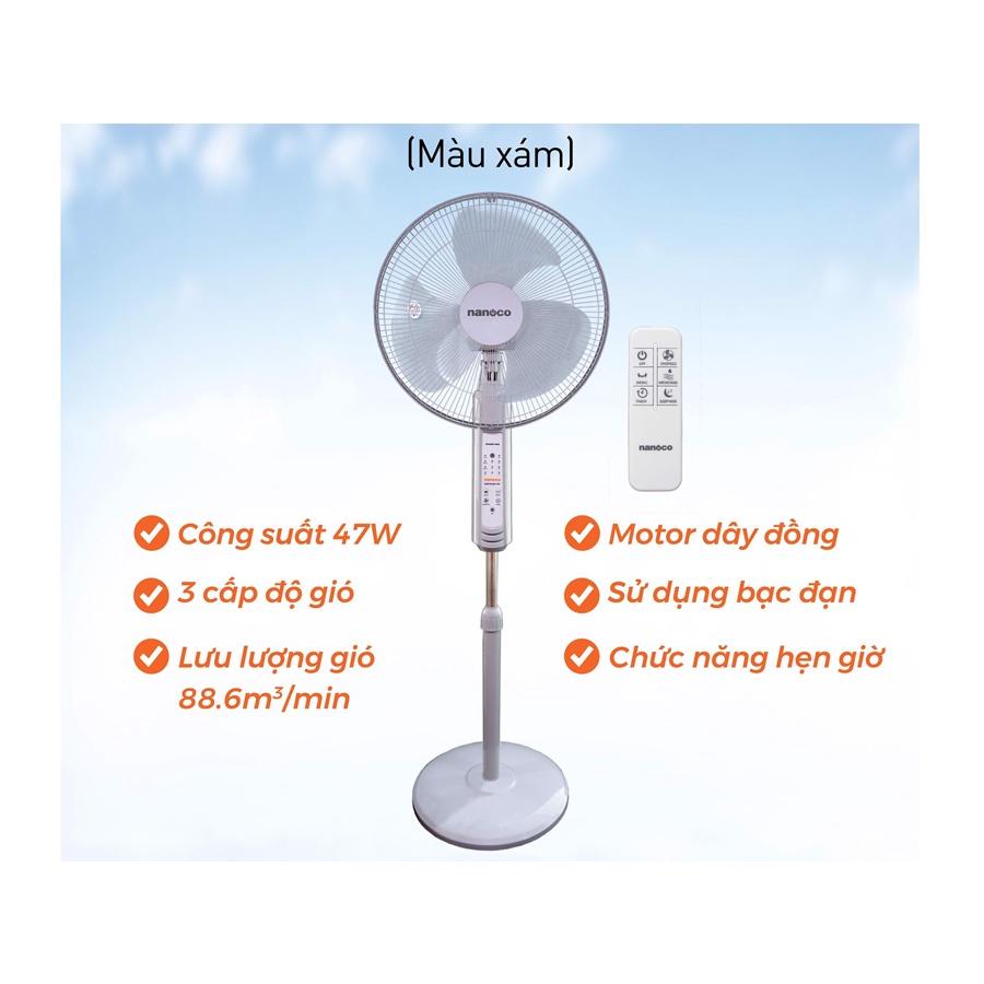 Quạt Đứng Có remote Nanoco NSF1602G-RC (Màu xám)-Hàng chính hãng