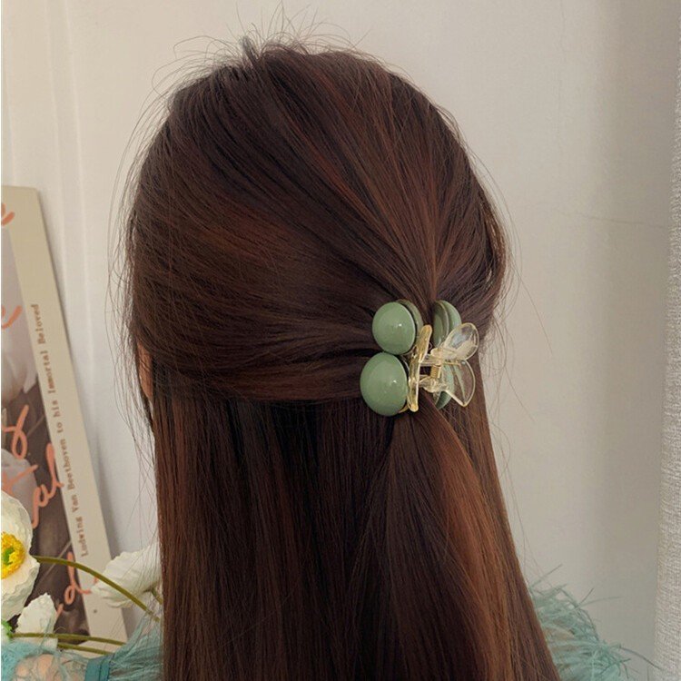 Kẹp cặp tóc càng cua hàn quốc đính ngọc trai phong cách tiểu thư cute xinh dễ thuong cho nữ màu xanh ngọc