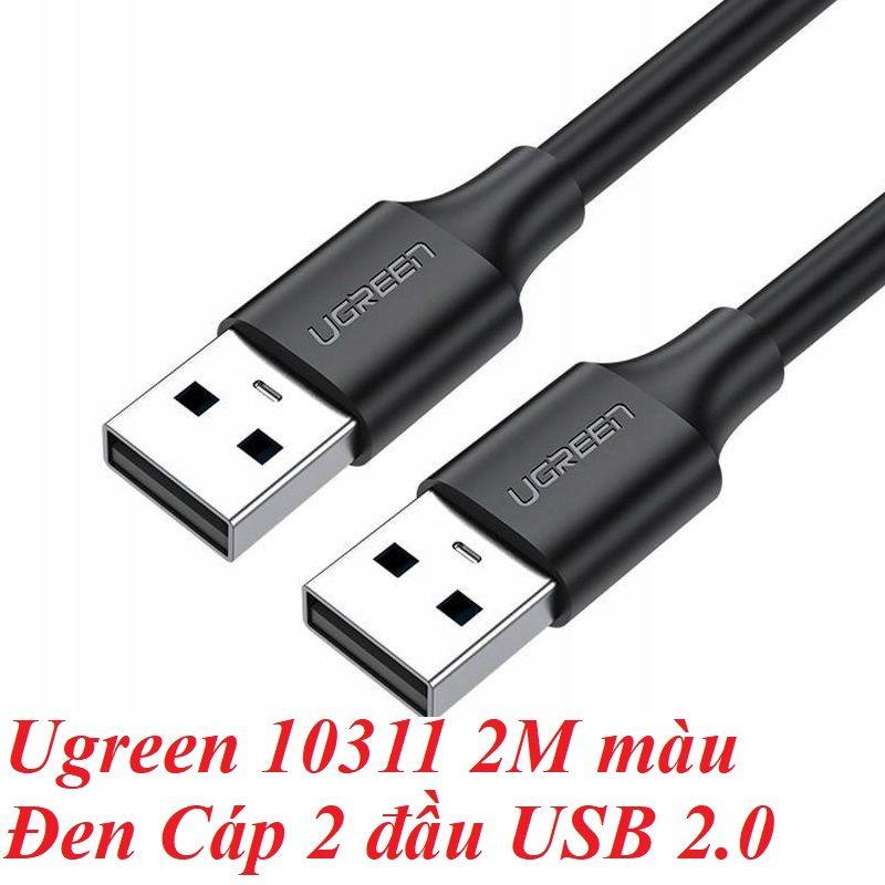 Ugreen UG10311US102TK 2M màu Đen Cáp 2 đầu USB 2.0 vỏ nhựa PVC - HÀNG CHÍNH HÃNG