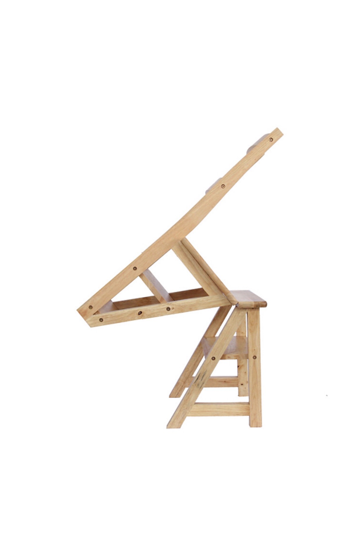 Thang thắp nhang gỗ cao su tự nhiên mẫu thang ghế gấp đa năng KH12118