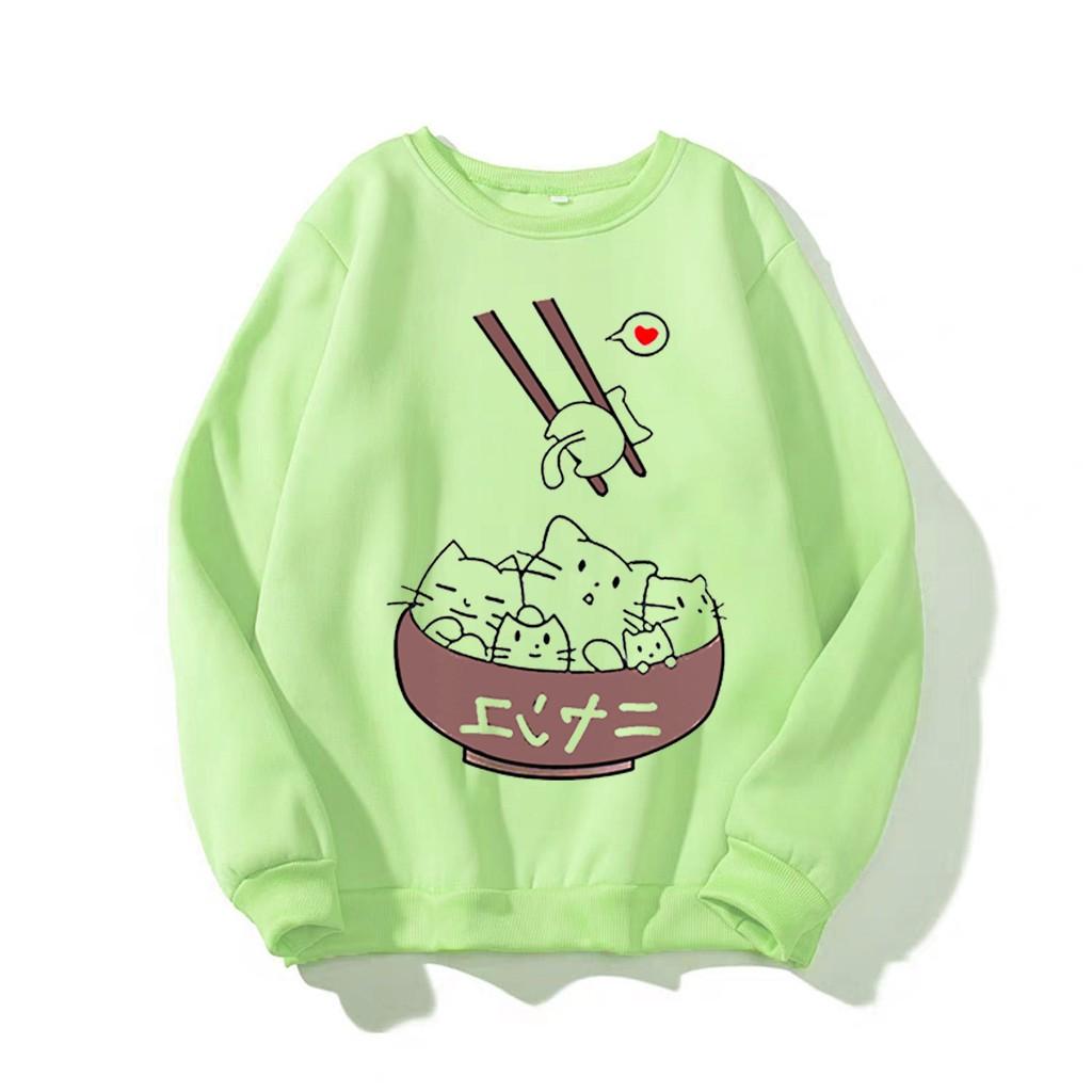 Áo Sweater nữ in Mèo Cute