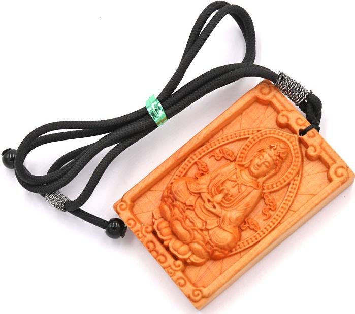 Vòng cổ mặt gỗ ngọc am khắc hình Quan âm Bồ Tát MG4