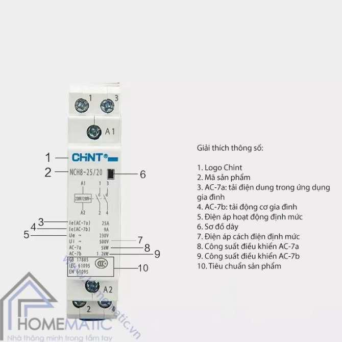 Khởi động từ 1 pha CHINT NCH8 25A
