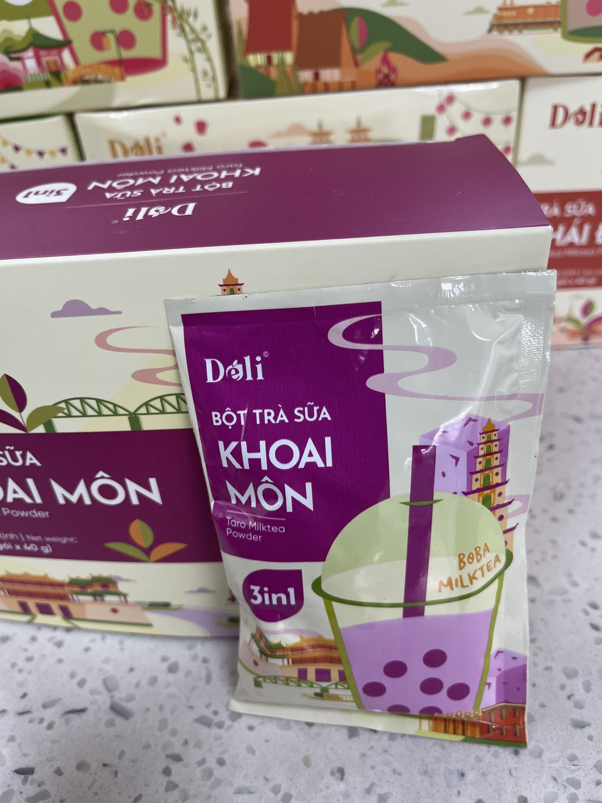 Bột trà sữa Khoai môn 3in1 Déli - Hộp 320gr (8 gói), pha chế trà sữa tiện lợi, nhanh chóng