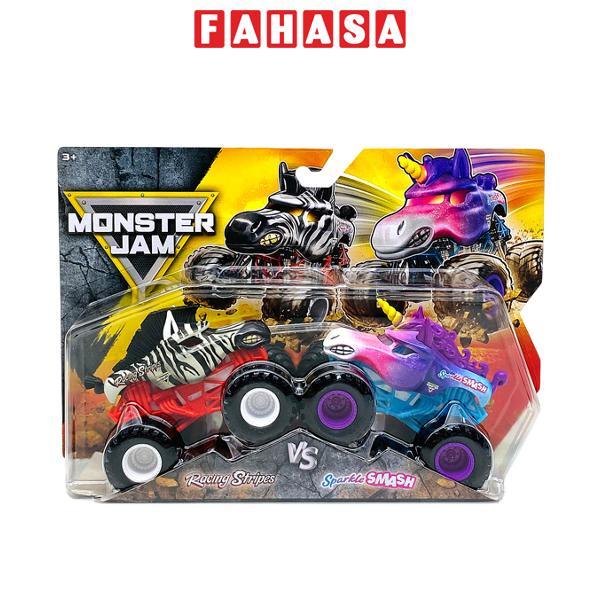 Đồ Chơi Mô Hình Ô Tô Chiến Xe Đối Đầu - Monster Jam 6064128 - Racing Stripes Vs Sparkle Smash