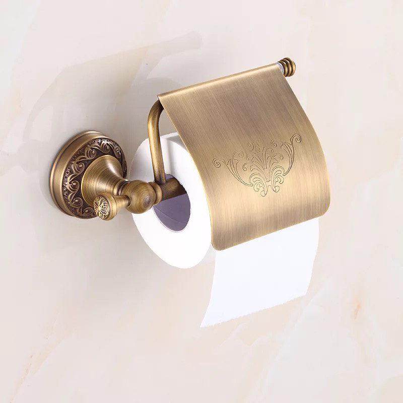 Giá treo giấy vệ sinh nhà tắm bằng đồng GD408B – Hoa văn tinh xảo và sang trọng
