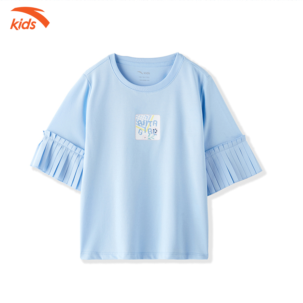 Áo thun thời trang bé gái thương hiệu Anta Kids 362138141 vải tổng hợp, thoáng khí, co giãn 4 chiều
