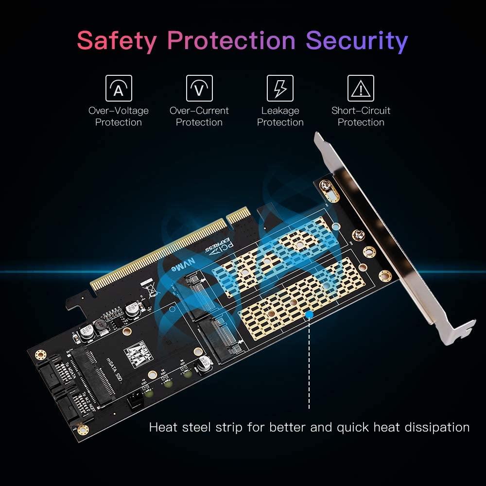 Zexmte M.2 NVMe SSD NGFF Sang PCIE 4X Adapter B M Key Giao Diện Thẻ Hỗ Trợ PCI-e PCI Express 3 3.1 Kích Thước M.2 M2 Pcie 16X Adapter