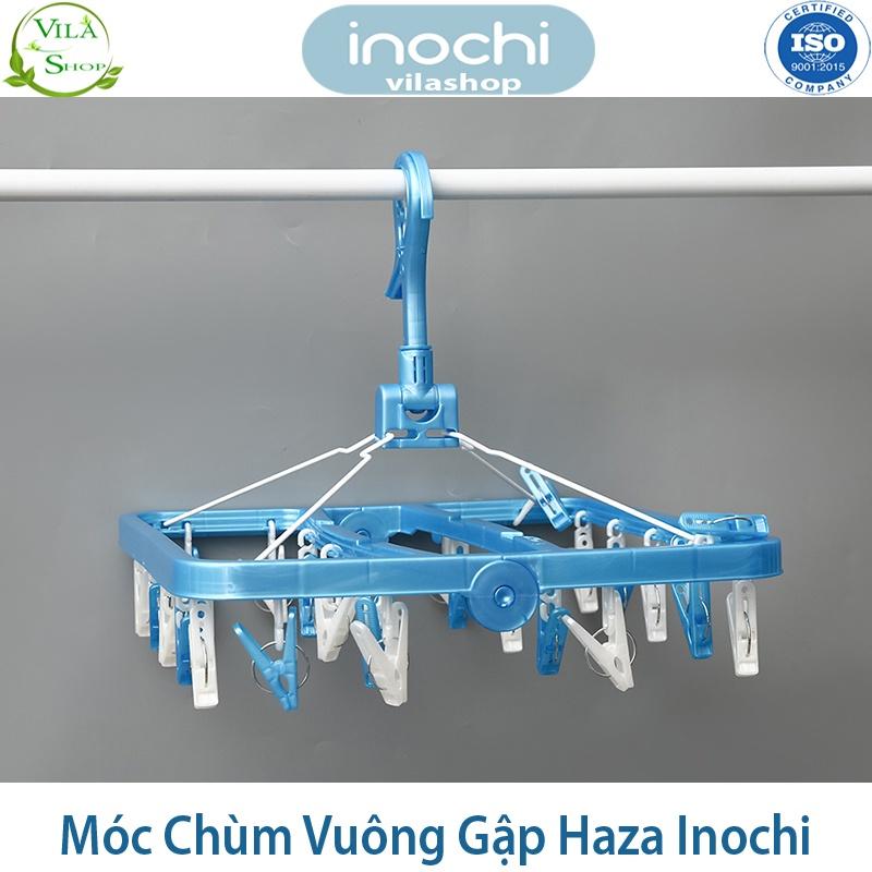 Móc Chùm Phơi Quần Áo, Móc Chùm Vuông Gập Haza, Móc Quần Áo Trẻ Em Nhựa Cao Cấp Inochi