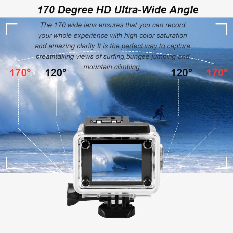 Mới Ultra HD 4K Camera Hành Động WiFi 12MP 2 inch 30M Chống Thấm Nước Pro 170D Camera Lặn Ngoài Trời có Điều Khiển Từ Xa Xe Máy