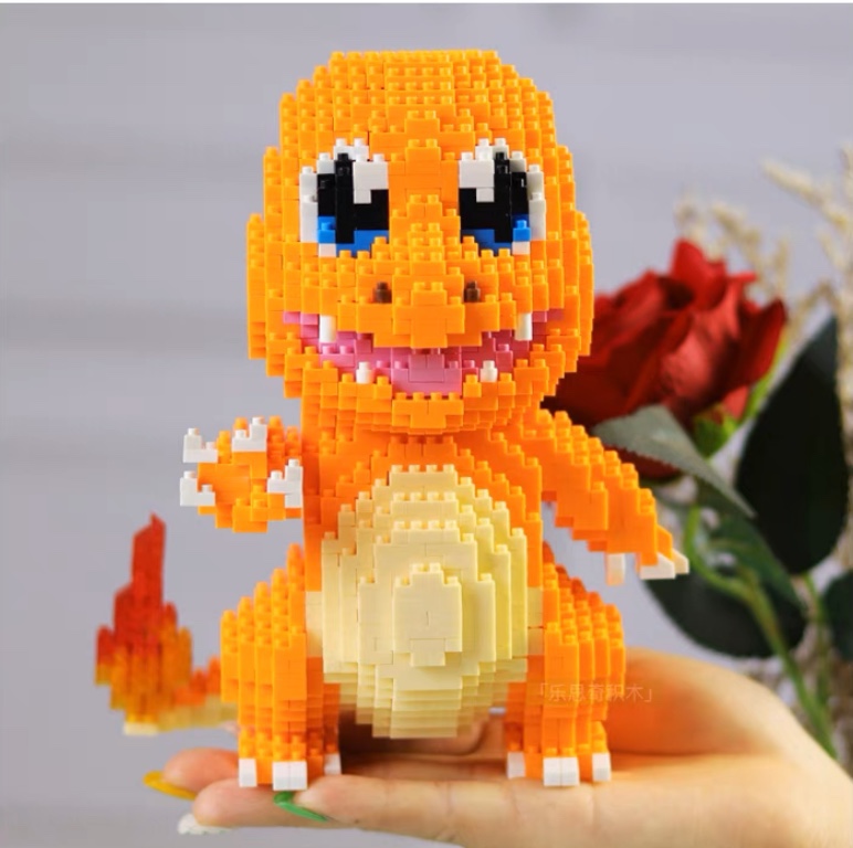 Mô hình lắp ghép, bộ xếp hình Pokemon rồng lửa Charmander + Tặng kèm 1 túi thẻ bài Pokemon