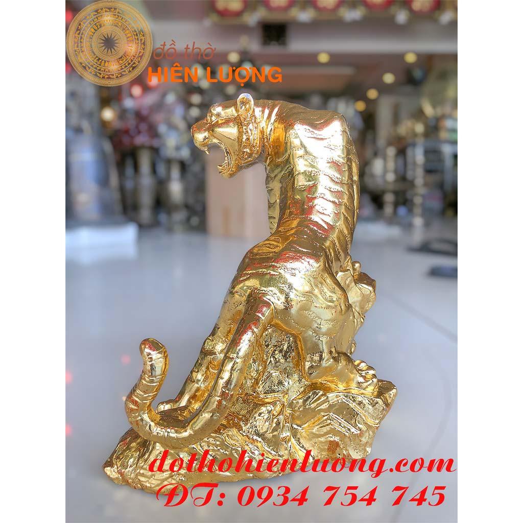 Tượng Hổ Đứng Dát Vàng 24K