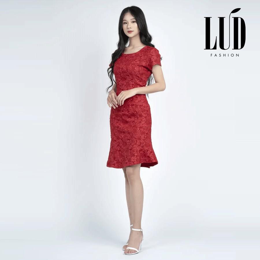 Đầm nữ đuôi cá họa tiết hoa LUD Fashion