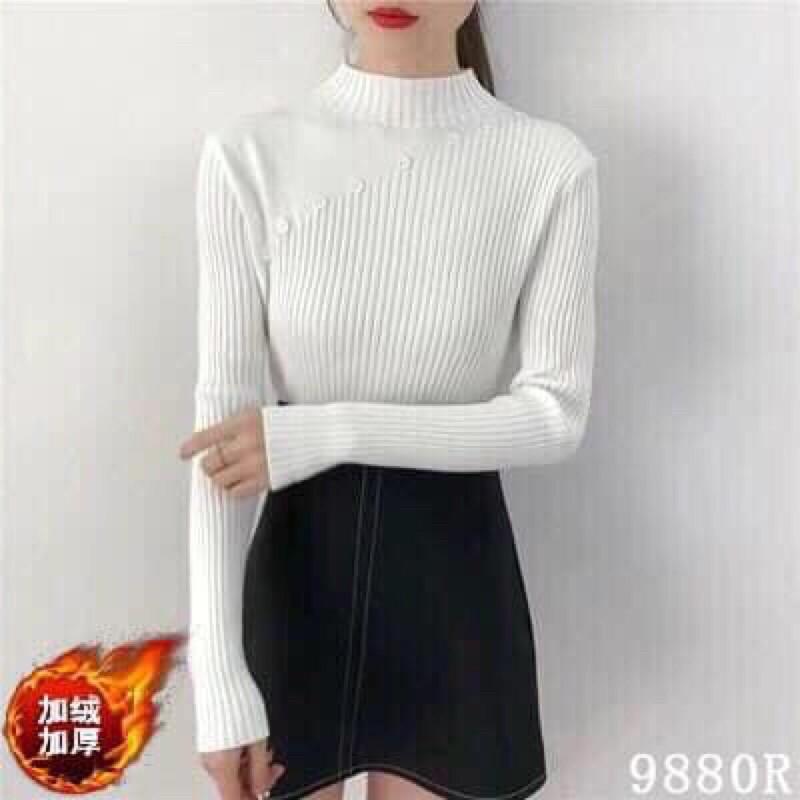 Áo len lót lông cổ 3 phân phối khuy AL13 siêu hót